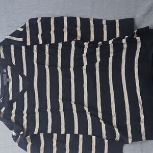 Vince Black and Cream Striped Sweater
